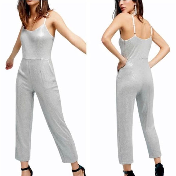 Anthropologie Silver Jumpsuit - Picture 2 of 4